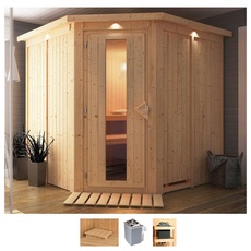 Bild Sauna »Jarla«, (Set), 9-kW-Ofen mit integrierter Steuerung, beige