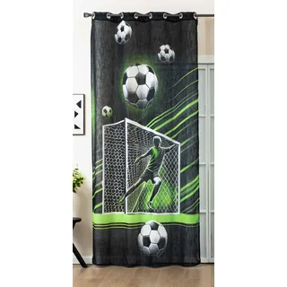 Gardine Ösen Grobfaser »Seoul Collection« HxB 245x140 cm Fussball Tor Digital Druck Ösen Linenlook-Struktur Halbransparent Blickdicht 2024120
