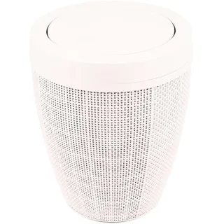 Addis Abfalleimer aus Kunstsackleinen mit Schwingdeckel, rund, Kunststoff, für Badezimmer, Schlafzimmer, Zuhause, Büro, 5 Liter Fassungsvermögen, Calico-Creme