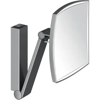 Keuco iLook_move Kosmetikspiegel, beleuchtet, eckig, mit Wippschalter, 1 Lichtfarbe, 17613139004, Farbe: Schwarzchrom gebürstet