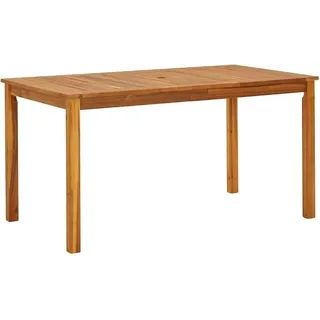 Gartentisch Balkontisch mit Schirmloch Outdoor-Esstisch für Balkon Terrasse Garten Massivholz Akazie 140 x 80 x 74 cm