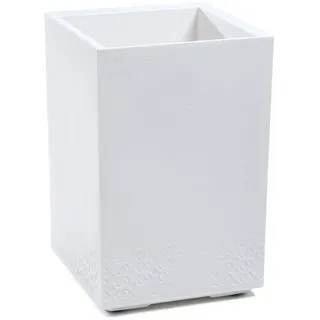 LAMELA Pflanzkübel mit Rollen Höhe 60 cm, 36L – Blumentopf aus Kunststoff in Betonoptik – Übertopf mit Wasserablauf – Modern für Innen & Außen - Wetterfest & Pflegeleicht, Creme