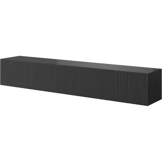 Selsey Veldio - TV-Lowboard stehend schwarz mit geriffelten Fronten, 175 cm - Schwarz