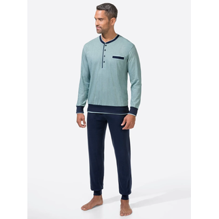 Schlafanzug PASTUNETTE, Herren, Gr. 60/62, bunt (mint, marine), 100% Baumwolle, Homewear-Sets Schlafanzug