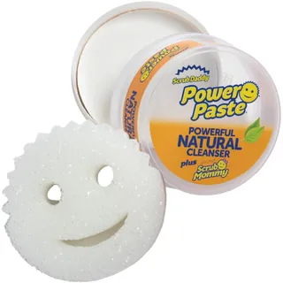 Scrub Daddy Power Paste Universalstein Putzmittel Set - Backofenreiniger für Glas, Metall, Kochfeld - natürlicher Putzstein, Universalreiniger mit Scrub Mommy Allzweckreiniger Smiley Schwamm
