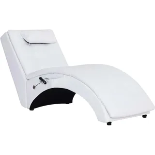 vidaXL Massage Chaiselongue mit Kissen Weiß Kunstleder