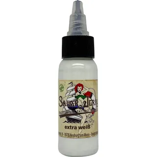 REACH-konforme Sailor Jerry Tattoofarbe Extra Weiss 30 ml. Deutsche Tattootinte, Made in GERMANY und mit Zertifikat, Tätowierfarbe, Tattoo Ink, deutsche Tattoofarbe