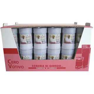 60 Votivkerzen Modell P30 - Weiß - Etikett für Papst Franziskus - Durchmesser 6,3 cm Höhe 9,5 cm - Cereria Di Giorgio