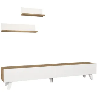 [en.casa] Saarijärvi Lowboard 180 cm Weiß Holz