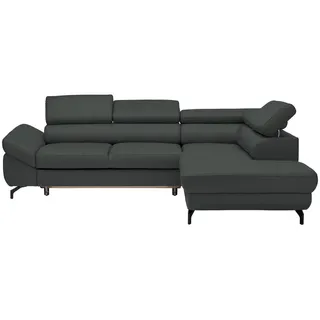 Novel Ecksofa , Grau , Leder , Echtleder , Rindleder , Ottomane rechts, L-Form , 270x220 cm , Lederauswahl, seitenverkehrt erhältlich, Hocker erhältlich, Rücken echt , Wohnzimmer, Sofas & Couches, Wohnlandschaften, Ecksofas mit Schlaffunktion