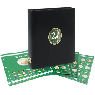 SAFE Premium 2-Euro-Münzalbum Band 5 für 2022–2024 | Schwarzes 4-Ring-Album mit Münz- und Vordruckblättern 7341-30 bis 7341-37 für europäische Gedenkmünzen