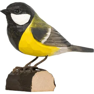 WILDLIFEGARDEN WG401 DecoBird Kohlmeise - Handgeschnitzter Dekorative Vogel aus Holz - Kleine Europäische Vögel