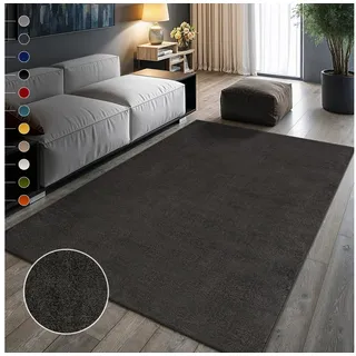 Sanat Teppich Wohnzimmer - Uni Modern Teppiche fürs Schlafzimmer, Arbeitszimmer, Büro, Flur, Kinderzimmer und Küche - Dunkelgrau, 120 x 170 cm