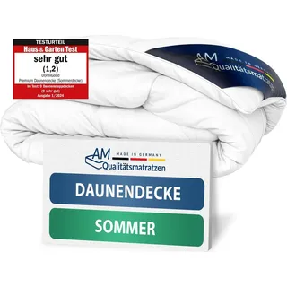 DormiGood | Premium Daunendecke 155x220 cm | 100% Daunen (250g) | Bettdecke | 155x220 | Sommerbett | Sommer | Leicht | Dünn | Nomi... | Weiß