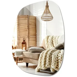 Wallfluent Spiegel 78,5x57 cm Asymmetrisch , Transparent , Glas , Organisch , 78.5x57x0.4 cm , Spiegel, Wandspiegel