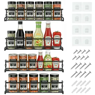 LIIGOU Gewürzregal Wandmontage 4er Set, Edelstahl Gewürzregal für Küche