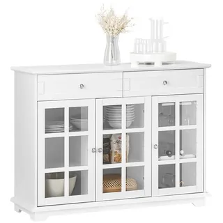 SoBuy Buffet Weiß , Holzwerkstoff, Holz , 2 Schubladen , 119x90x40 cm , Esszimmer, Vitrinen, Vitrinenschränke
