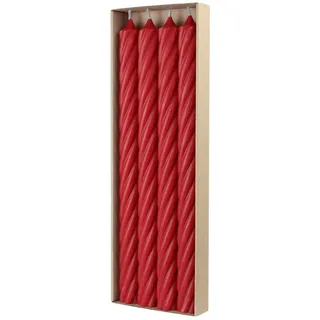 luterna Stabkerzen aus Paraffin, RUSTIC TWIST, 350/28 mm, Rubin, WENZEL, Brenndauer ca. 20h, 4 Stück pro Verpackung