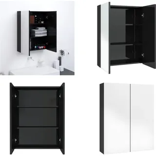vidaXL Bad Spiegelschrank 60x15x75 cm MDF Glänzendes Schwarz - Spiegelschrank - Spiegelschränke - Badschrank - Badschränke - Schwarz