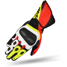 SHIMA ST-3 Motorradhandschuhe Herren - Touchscreen, Sommer, Sport Leder Handschuhe mit Carbon Knöchelprotektor, Handflächen- und Fingerschieber, Verstärkte Handfläche (Fluo, S)