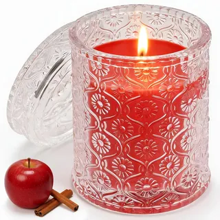 YDLIFE Geschenke für Frauen,Duftkerze im Glas mit Deckel, Apfel Zimt Duft, 200g Natürliche Sojawachs-Kerze, Brenndauer 50 Stunden, Perfekte Geschenke für Geburtstage, Feste, Party, Treffen