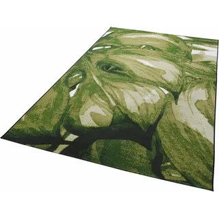 Teppich TOM TAILOR HOME "Garden Palm" Gr. 2, grün (hellgrün), B:70cm H:3mm L:120cm, Kunstfaser, Teppiche, Teppich, Flachgewebe, In- und Outdoor geeignet, Wohnzimmer