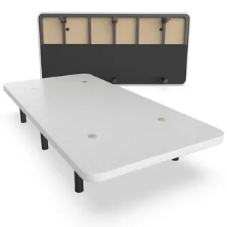 Nalui - Polsterboden 90 x 200 cm aus Edelstahl mit 6 Füßen von Höhe 25 cm, hohe Stabilität mit 5 Querstangen, atmungsaktivem 3D-Gewebe und 4 Belüftungsventilen, Weiß