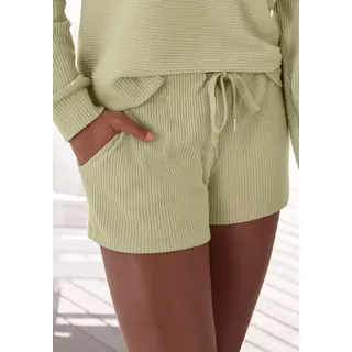 Sweatshorts S.OLIVER, Damen, Gr. 32/34, N-Gr, grün (pistazie), Rippware, Obermaterial: 100% Baumwolle, unifarben, bequem kurz, Hosen Sweatshorts, Kurze Hose aus Ripp-Qualität mit seitlichen Taschen, Loungewear