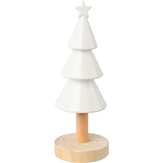 Dekobaum CREATIV DECO "Weihnachtsdeko", weiß, H:25cm Ø:9cm, Keramik, Dekofiguren, Dekobaum, aus Keramik und Holz