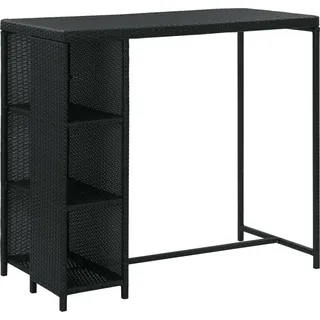 vidaXL 5-tlg. Gartenbar-Set mit Kissen Poly Rattan Schwarz - Schwarz