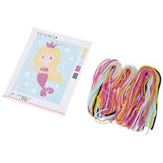Vervaco Stickpackung Meerjungfrau, Stickbild vorgezeichnet Stickbildpackung, vorbezeichnet, Baumwolle, Mehrfarbig, 12.5 x 16 x 0,3 cm
