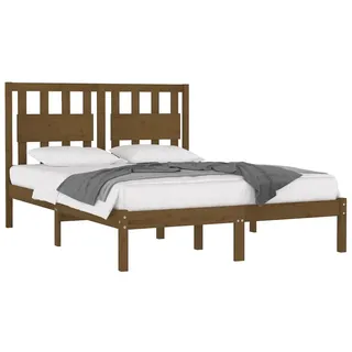 vidaXL Massivholzbett Honigbraun Kiefer 200x200 cm - Braun