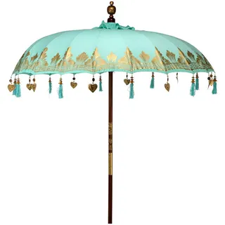 Butlers Sonnenschirm Oriental Lounge , Türkis , Textil, Holz , 180x180 cm , Sonnenschutz, Sonnenschirme
