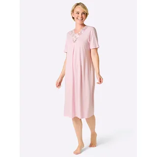 Nachthemd WÄSCHEPUR "Nachthemd", Damen, Gr. 44/46, Normalgrößen, rosé, 100% Baumwolle, Spitze:100% Polyester, unifarben, Kleider Nachthemd