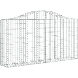 vidaXL Gabione mit Hochbogen 200x30x100/120 cm Verzinktes Eisen - Silber