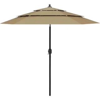 Sonnenschirm mit Aluminium-Mast 3-lagig Taupe 2,5 m - Taupe