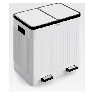 Grama 40 Mülleimer - 40L Küchen-Abfalleimer mit 2 Fächern, Pedalen & Soft-Close, Retro-Design, herausnehmbare PP-Kunststoffbehälter, Mülltrennsystem