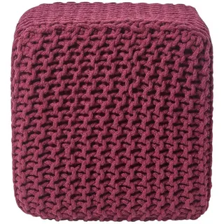 Homescapes Strick-Pouf weinrot, Sitzwürfel 35/35/35 cm , Weinrot , Textil , Uni , Quadratisch , 35x35x35 cm , Wohnzimmer, Sessel, Hocker & Hockerbänke, Sitzwürfel
