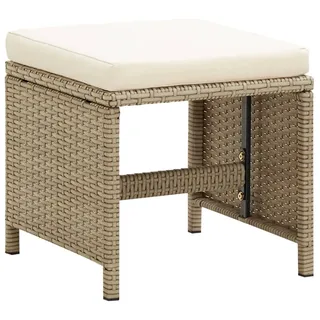 vidaXL Gartenhocker 4 Stk. mit Sitzkissen Poly Rattan Beige - Beige