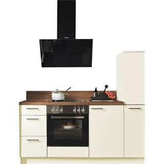 Küche KOCHSTATION "Scafa", küche: natur, korpus: magnolia, arbeitsplatte: walnuss braun nachbildung, B:180cm T:58cm, Komplettküchen-Sets, Küche, vormontiert, wahlweise mit E-Geräten, Stellbreite 180 cm