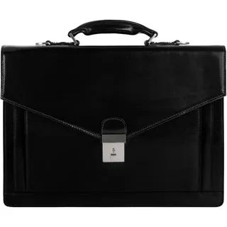 Time Resistance Aktentasche für Herren, 100% Leder – handgefertigt in Italien – Arbeitstasche – Laptoptasche – Businesstasche – stylische Umhängetasche (Schwarz)