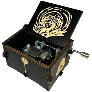 Youtang Coraline Spieluhr Gravierte Holzgeschenke Mini Musikbox Spielen Träumen für Geburtstag/Jahrestag/Valentinstag/Weihnachten (Handkurbel, Schwarz)