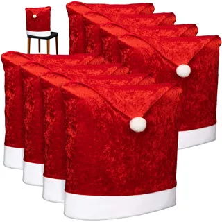 com-four® 8X Premium Stuhlhusse - Weihnachtsdekoration für Stühle - Schonbezüge im weihnachtlichen Design - Sitzmöbel-Überzüge - Stuhlbezug für Weihnachten - Stuhlabdeckung