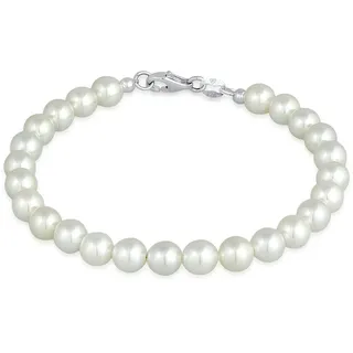 Elli Armband Damen Klassisch mit Muschelkernperlen aus 925 Sterling Silber Größe 18