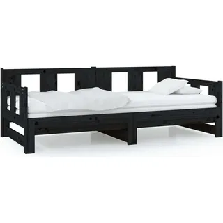 Tagesbett Ausziehbar Schwarz Massivholz Kiefer 2x(80x200) cm - Schwarz