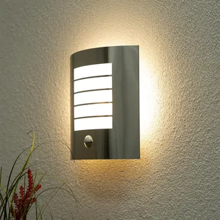 LUMILED Außenwandleuchte mit Bewegungsmelder Wandlampe Außenleuchte Wandleuchter Gartenleuchte Terrasse Fassade IP44 Silber Aluminium 230V E27 Fassung - Silber