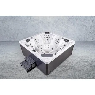 PureHaven Imperia American Outdoor-Whirlpool 220x220 cm für 6 Personen mit 71 Massagedüsen Heizung LEDs Thermoabdeckung Farbe Sterling Silber/Grau #1