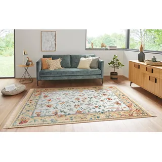 HANSE HOME Teppich »Orient Flowers« rechteckig 5 mm Höhe Kurzflor mit Fransen, Orient, Wohnzimmer, Schlafzimmer, Esszimmer, beige