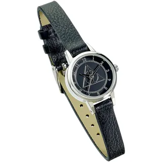 Harry Potter Armbanduhr Deathly Hallows silberfarben/schwarz, aus Kunststoff, in Geschenkverpackung.