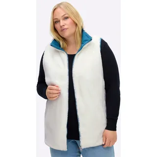 Wendeweste SHEEGO, Damen, Gr. 56, topas, ecru, 64% Baumwolle, 36% Polyamid, Fellimitat:100% Polyester, unifarben, Westen Wendeweste